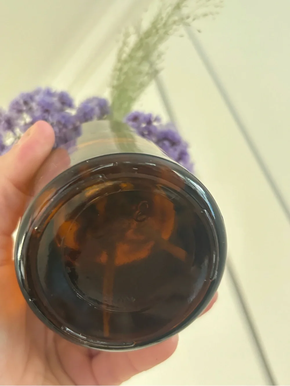 Amber Glass Bud Vases x2